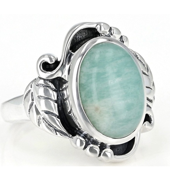 New Peruvian Amazonite Sterling Silver Ring - Size 7